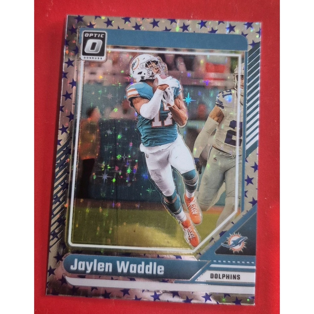2024 Panini Donruss Optic Jaylen Waddle #124 Blue Stars Prizm Miami Dolphins SP - Picture 3 of 3